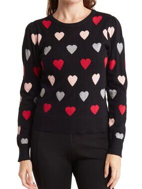 Kaily K Belldini Heart  Print Crew Neck Sweater - XL EUC